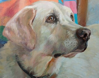 Custom oil pet portrait on canvas, Commission oil painting from photo, Custom labrador portrait from photo, Dog memorial