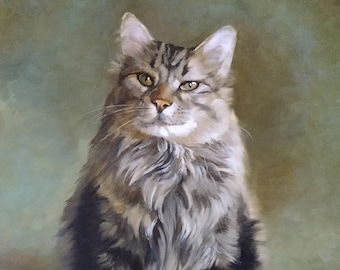 Custom pet painting, custom cat portrait from photo, custom cat painting, pet portraits on canvas, gift for a cat lover, customized pet art