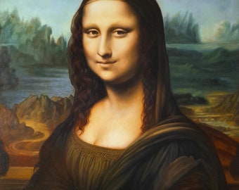 Reproduktion av Mona Lisa-oljemålning, berömd renässansoljemålning på duk, handgjort specialporträtt, replika av museikvalitet