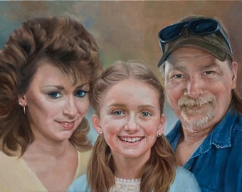 Commission family oil portrait from compilation photos, Custom portrait on canvas, Photo to painting, art commission, custom gift