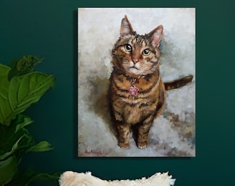 Beställningsmålning av canvastavla från foto, beställningsmålning av oljeporträtt, beställningsmålning av katt, bild av katter, beställningspresent, present till kattälskare
