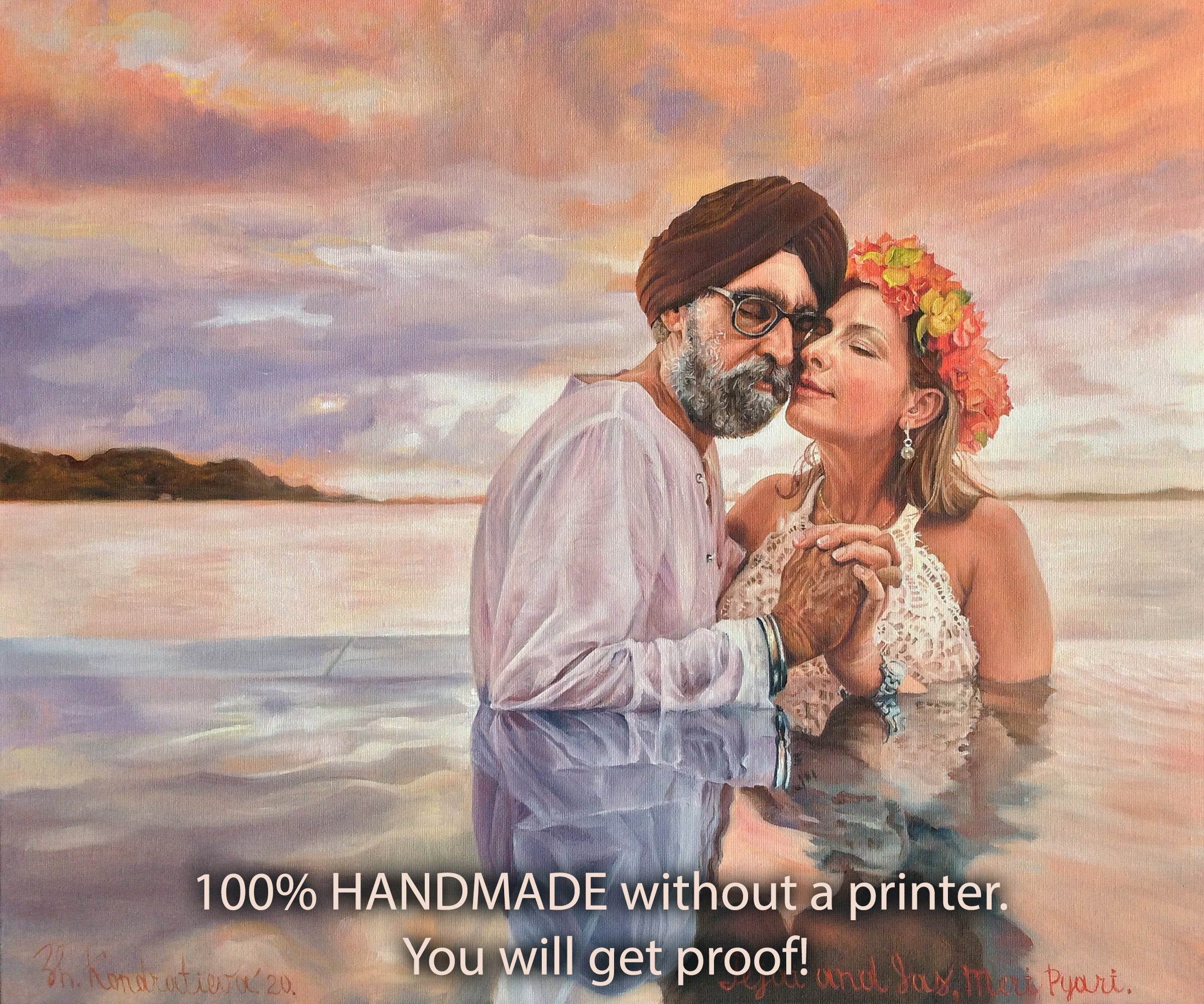 Custom Oil Portrait From Photo, Hand Painted Anniversary Portrait ...