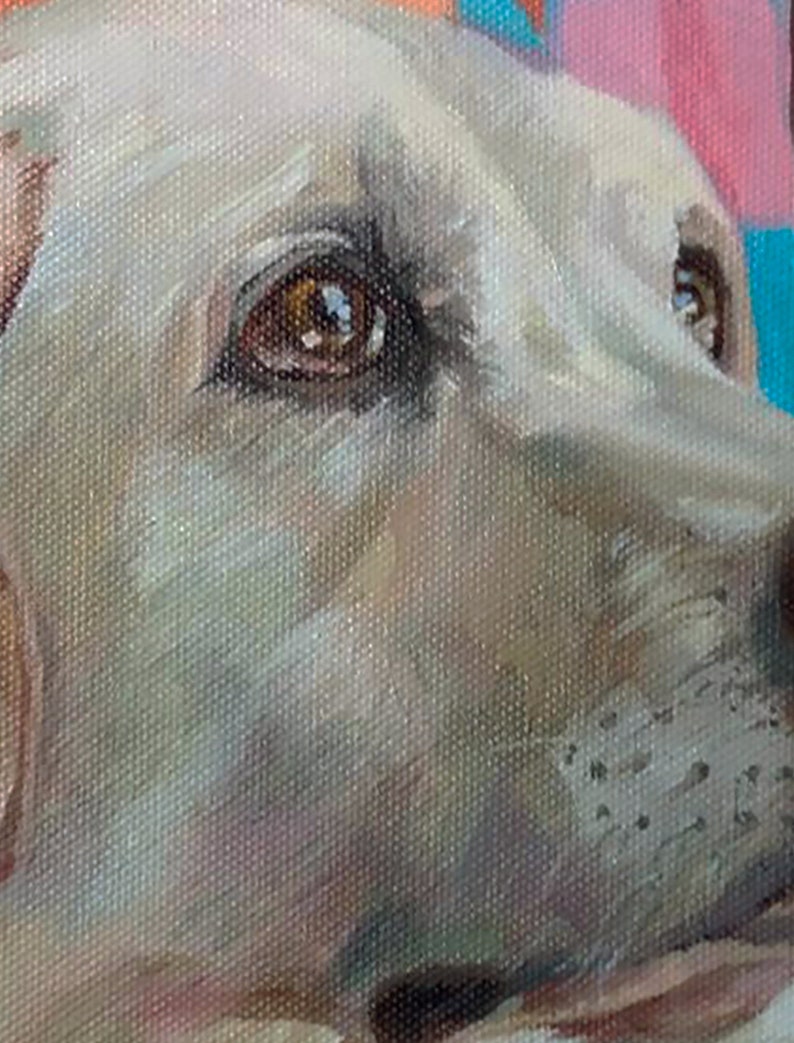 Custom oil pet portrait on canvas, Commission oil painting from photo, Custom labrador portrait from photo, Dog memorial image 7