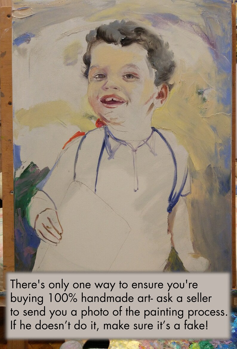 Turn Photo Into Painting Kids Custom Portrait Paintings Etsy