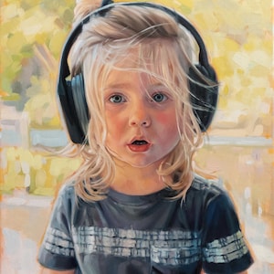 Custom Children Oil Painting from Photo on Canvas Original Handmade Portrait gift for Wife