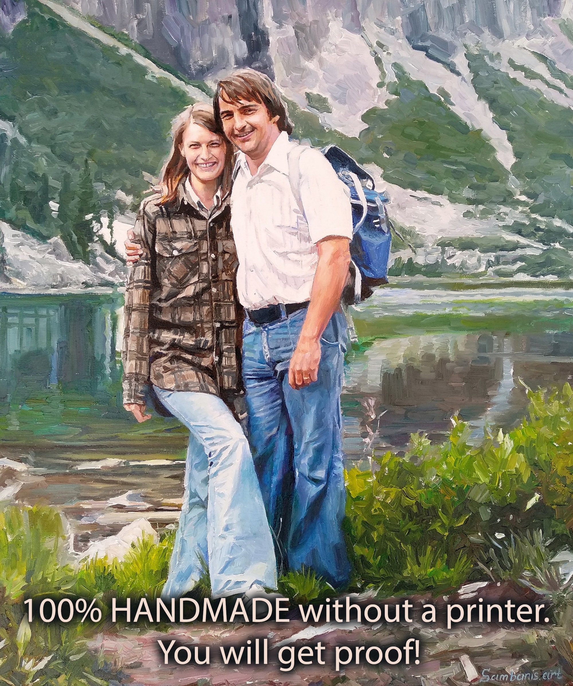 Custom Oil Painting From Old Photo Commission Couple Portrait on Canvas Landscape art Handmade Gift for Parents