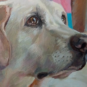 Custom oil pet portrait on canvas, Commission oil painting from photo, Custom labrador portrait from photo, Dog memorial image 6