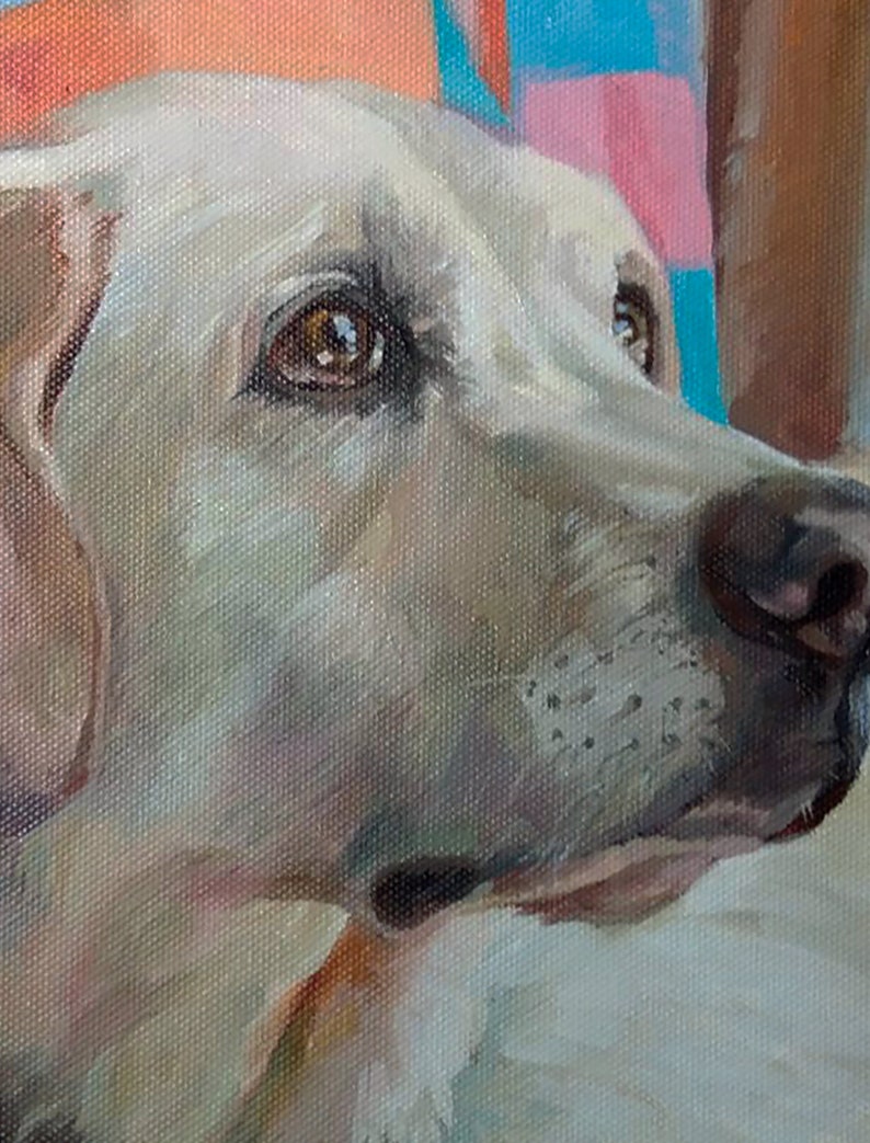 Custom oil pet portrait on canvas, Commission oil painting from photo, Custom labrador portrait from photo, Dog memorial image 6