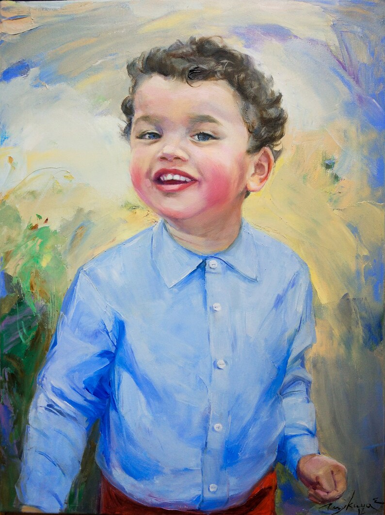 Turn Photo Into Painting Kids Custom Portrait Paintings Etsy