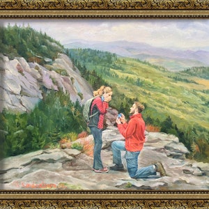 Custom couple portrait painting on canvas, Commission anniversary oil portrait from photo, Custom art, anniversary gift, family gift