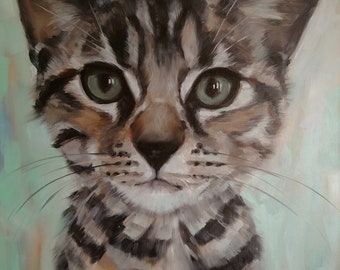 Custom portrait painting canvas, Commission oil painting, Cat portrait custom oil painting, cat loss gifts, custom pet portrait gift