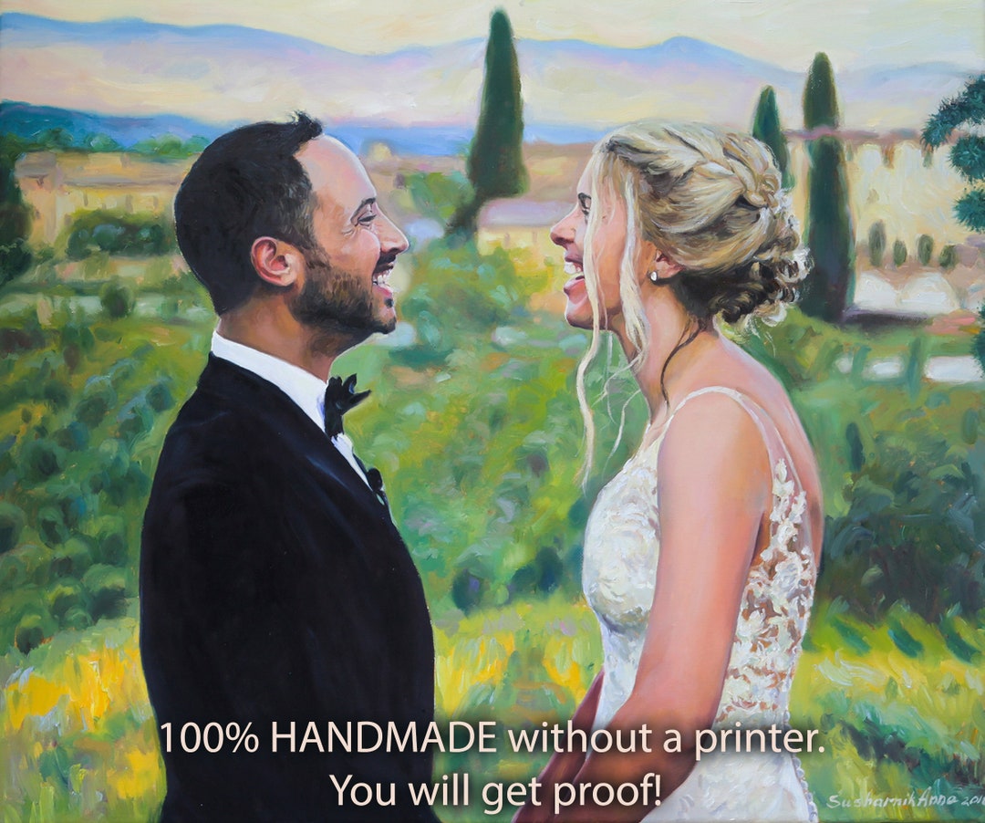 Custom Oil Portrait From Photo, Commission Wedding Painting on Canvas ...