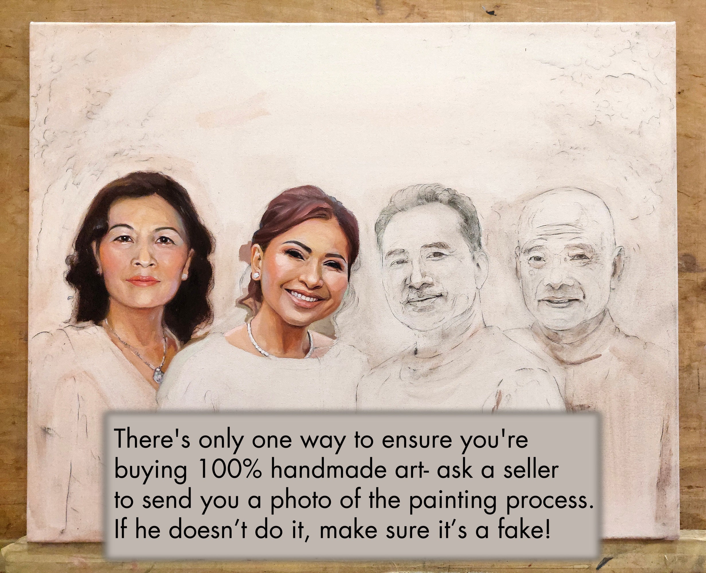 Commission Portrait Oil Painting on Canvas, Custom Photo Painting ...