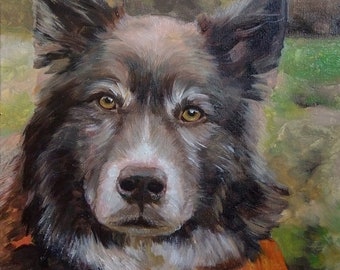 Beställningshundmålning på duk, Hundporträtt från foto på duk, Beställningskonst, konstbeställning, present till mamma, present till hundälskare