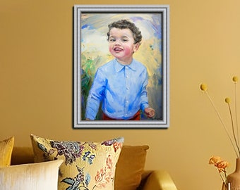 Turn photo into painting kids, Custom portrait paintings, Commission oil child portrait on canvas, custom child portrait oil Portrait of kid