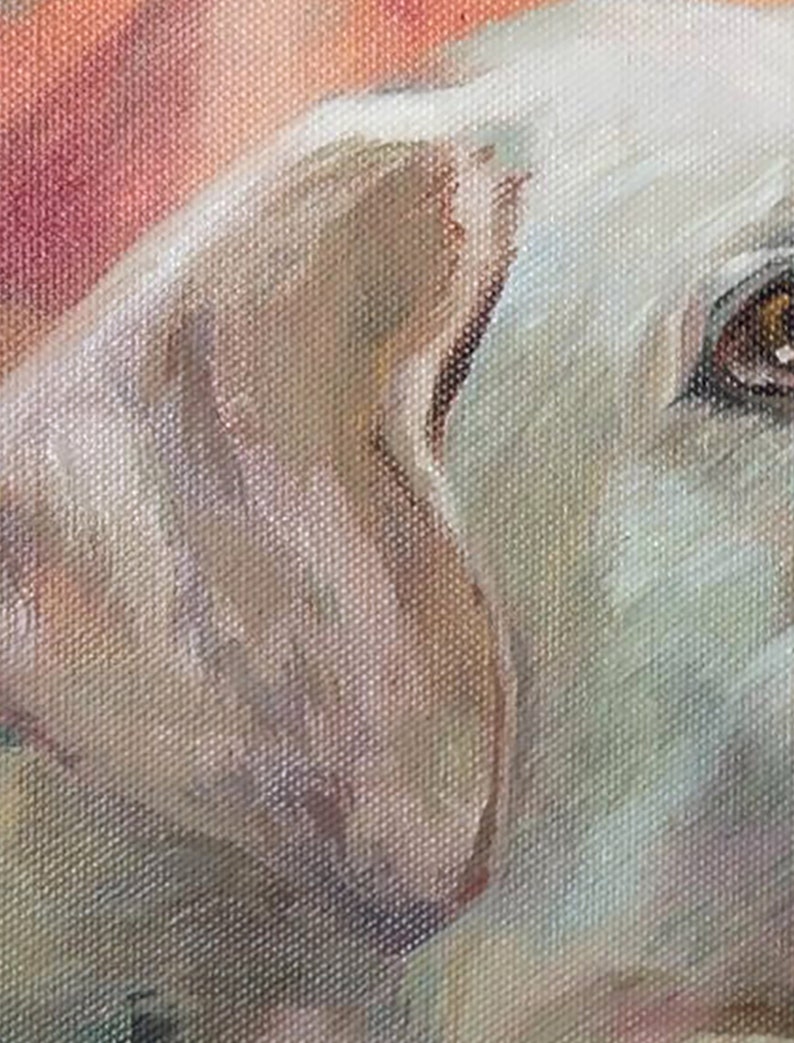 Custom oil pet portrait on canvas, Commission oil painting from photo, Custom labrador portrait from photo, Dog memorial image 8