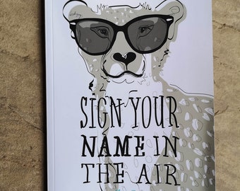 Firma il tuo nome nel libro per bambini nell'aria
