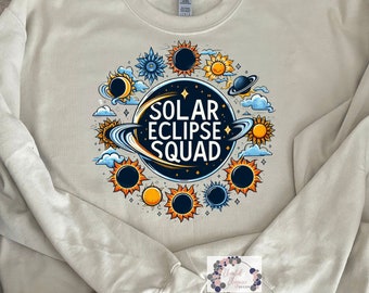 Solar Eclipse Squad with Path & Planets Tee/Long Sleeve Shirt and Crew Neck Sweatshirt