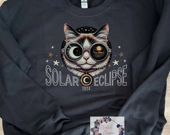 Solar Eclipse Scientific/ Steampunk Cat Tee/Long Sleeve Shirt and Crew Neck Sweatshirt