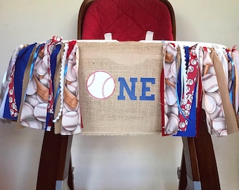 Baseball themed First Birthday Highchair Banner/Photography Prop