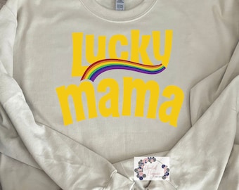 Lucky Mama with Rainbow Tee/Long Sleeve Shirt & Crew Neck Sweatshirt