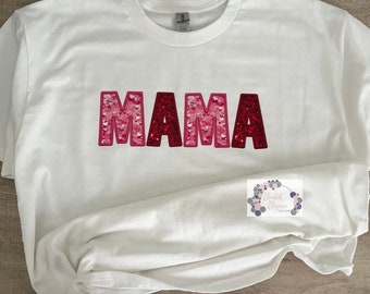 Mama Faux Sequins (Matching with Mini) Valentine’s Day Tee/Long Sleeve Shirt and Crew Neck Sweatshirt