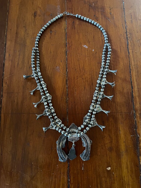 Vintage Navajo Squash Blossom Necklace - image 3