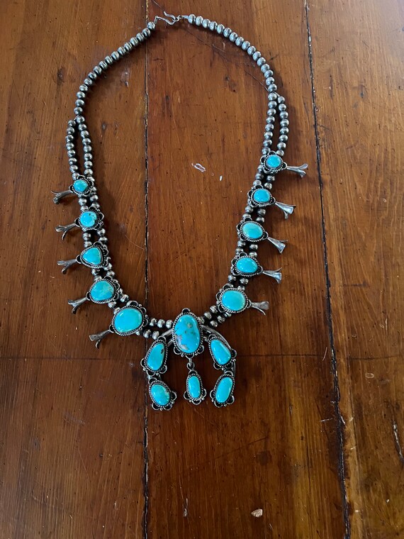 Vintage Navajo Squash Blossom Necklace - image 1