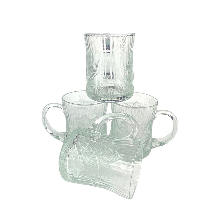 Cheap Outlet Sales Vintage Arcoroc Canterbury Crocus Spring Bouquet Glass Mugs Set Of 4 Sale In The Store