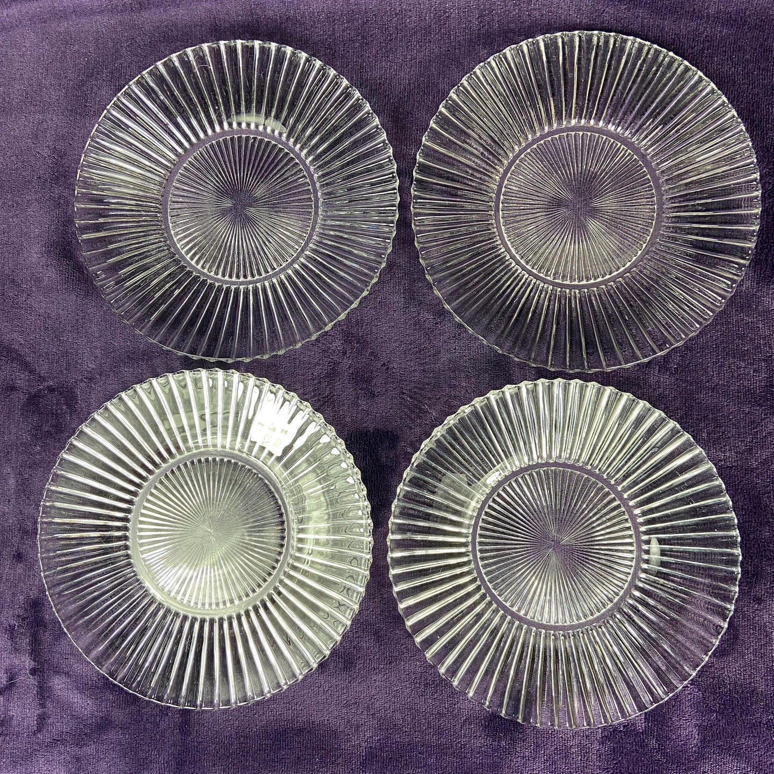 Vintage Starburst Pattern 81/2 Clear Glass Dinner Etsy