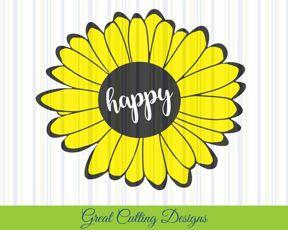 Download Free Sunflower Svg Cut Happy Svg Dxf Cut File Cricut Svg Silhouette Etsy SVG Cut Files