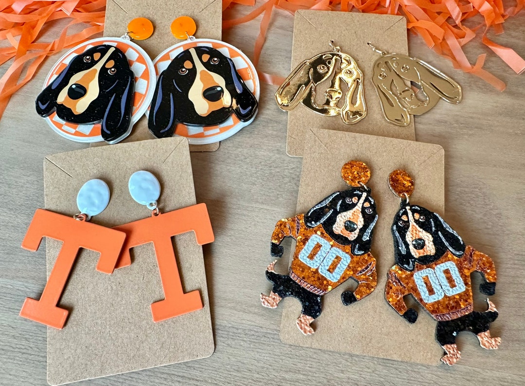 Tennessee Earrings Orange and White Volunteers Football Earrings Vols