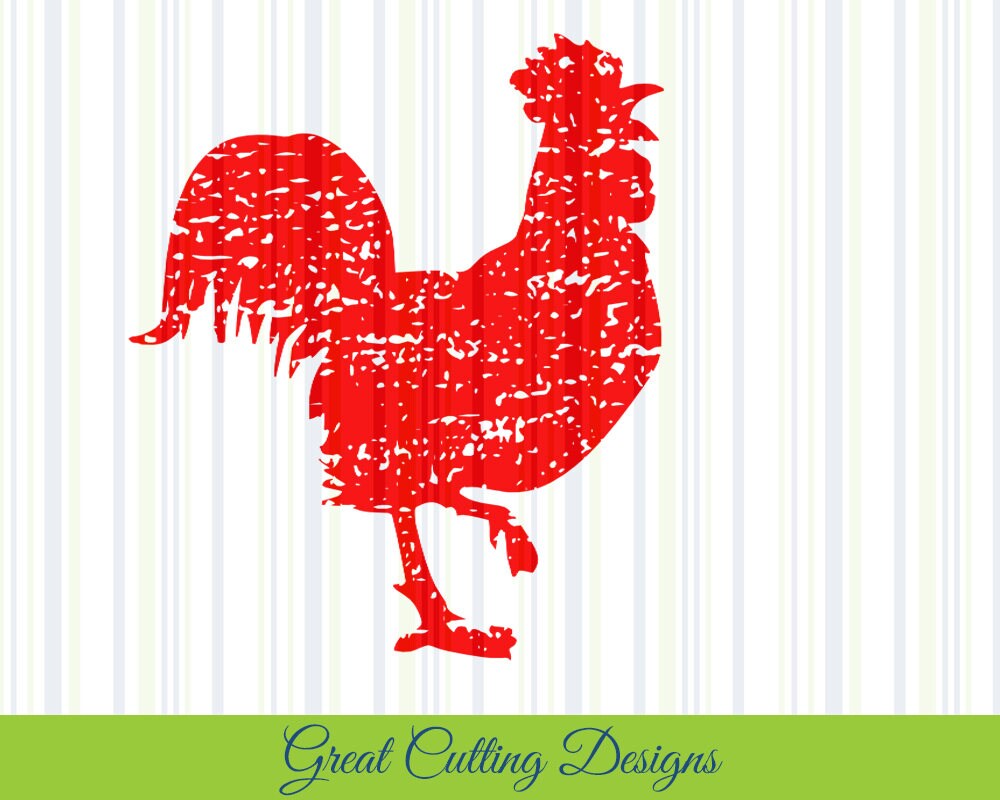 Download chicken SVG Cut File distressed svg DXF rooster svg cut file | Etsy