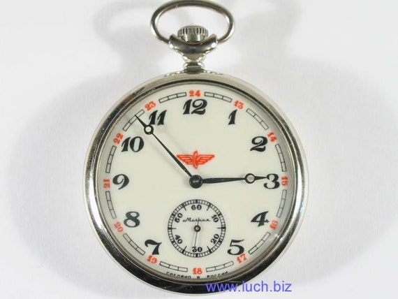 Locomotive, Russian pocket watch, Molnija - image 2