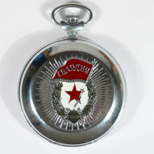 WWII. "GUARD” insignia, Russian pocket watch Molnija