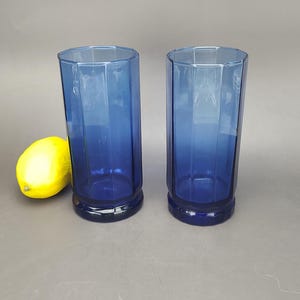Vintage Cobalt Blue Iced Tea Glasses: Anchor Hocking Essex, 16 oz, Set of 2