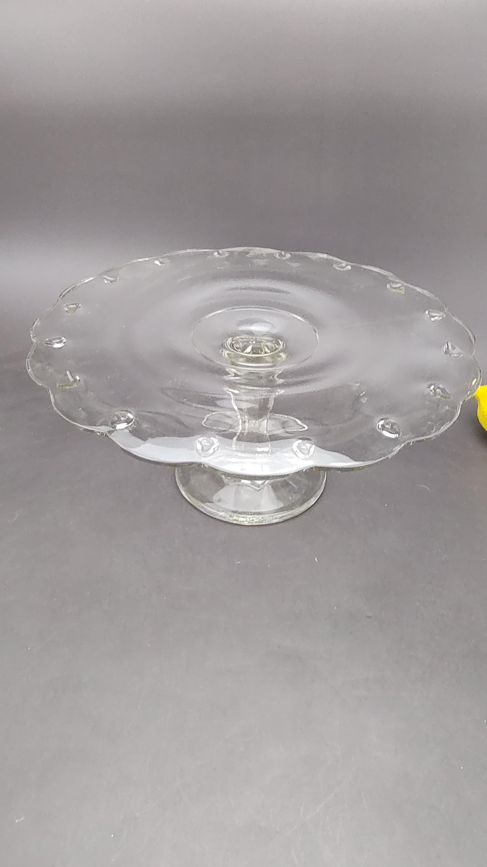 Indiana Teardrop Clear Glass RoundnCake Stand 10 3/4 Width Excellent Condition