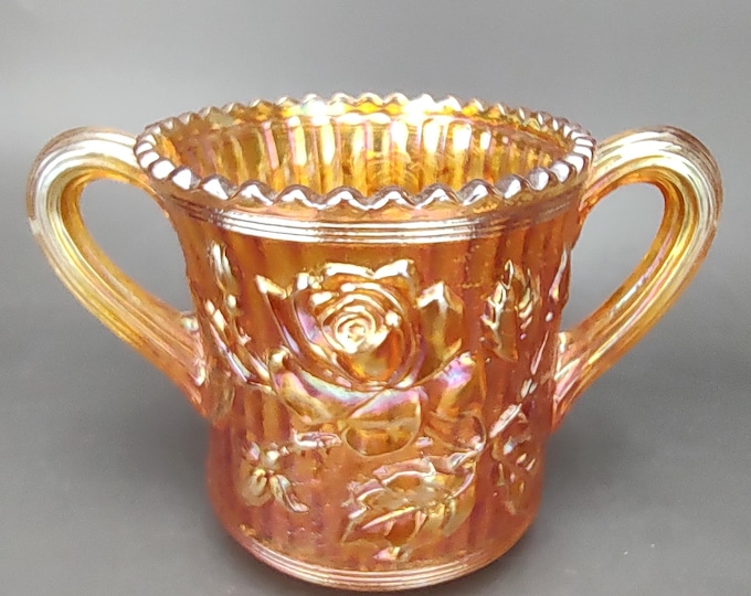 Featured listing image: Lustre Marigold Rose Sugar By Imperial Glass - Ohio Carnival Glass ~ Rare ~ Circa 1920s