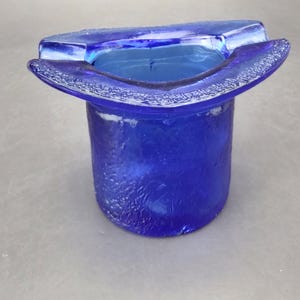Vintage Cobalt Blue Glass Top Hat Ashtray, Trinket Dish
