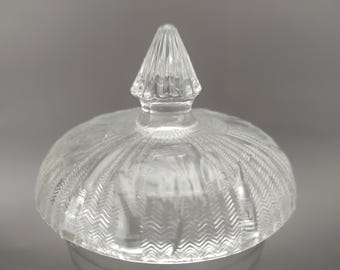 Vintage Jeannette Iris Clear Herringbone Replacement Sugar Bowl Lid
