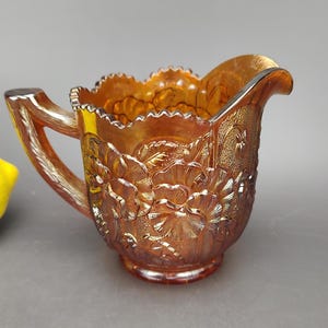 Pansy Marigold Carnival Glass Creamer By Imperial Glass - Ohio ~ Creamer ~ Carnival Glass ~ Rare ~ Circa 1920s