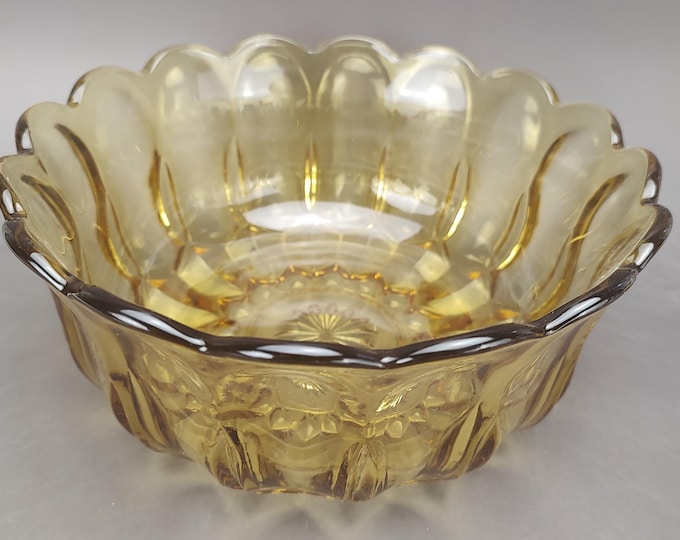 Featured listing image: Vintage Amber Glass Serving Bowl: Anchor Hocking Fairfield 9 Inch Retro Centerpiece