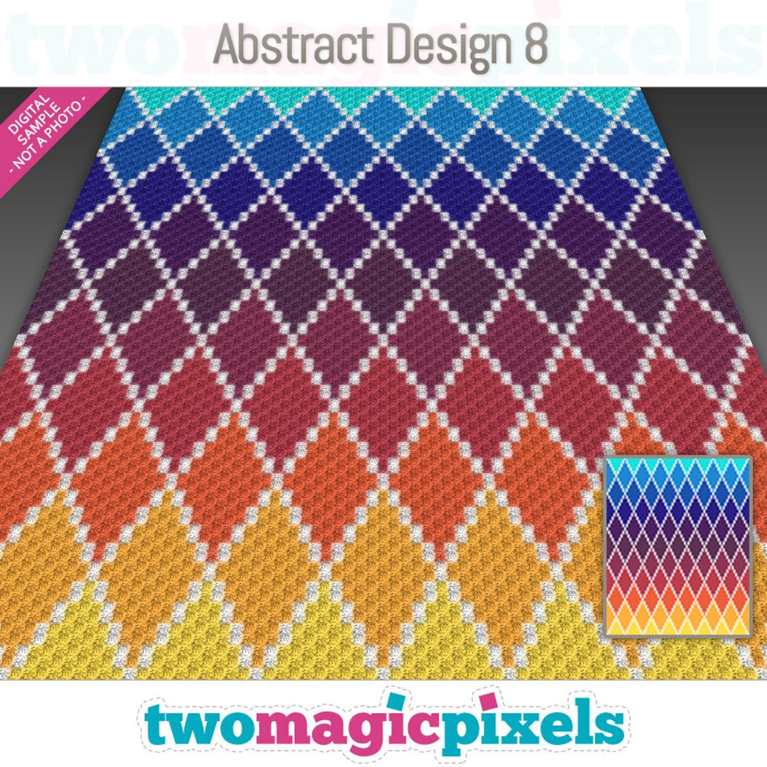 Abstract Design 8 Crochet Graph Cross Stitch; (c2c, Mini C2c, Sc, Hdc ...
