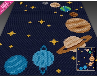 Solar System Planets Crochet Pattern,  Space C2C Graphgan PDF (No Counts Included)