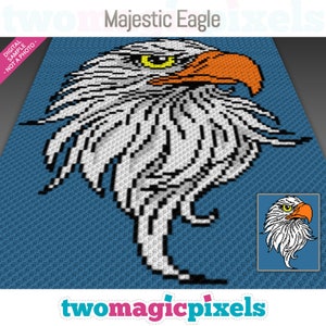 Majestätische Adler-Häkelgrafik (c2c, mini c2c, sc, hStb, fM, quer), Kreuzstich, Stricken; PDF Download, keine Zählungen oder Anleitungen