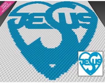 Jesus Heart Crochet Graph Pattern, C2C Graphgan PDF, Faith-Inspired Blanket Chart (No Counts Included)