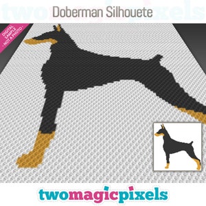 Doberman Silhouette crochet graph (c2c, mini c2c, sc, hdc, dc, tss), cross stitch, knitting; PDF download, no counts or instructions