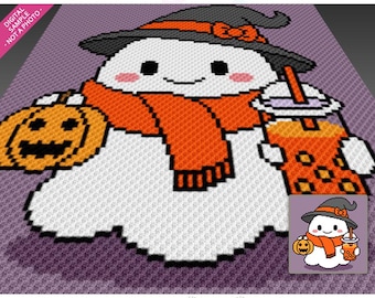 Halloween Ghost Crochet Pattern, C2C Graphgan PDF, Spooky Blanket Chart (No Counts Included)