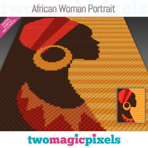 African Woman Portrait Crochet Pattern, C2C Graphgan PDF, African Art Blanket Chart (No Counts Included)