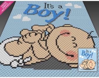 È un ragazzo! grafico all'uncinetto (c2c, mini c2c, sc, hdc, dc, tss), punto croce, lavoro a maglia; Download PDF, nessun conteggio o istruzioni